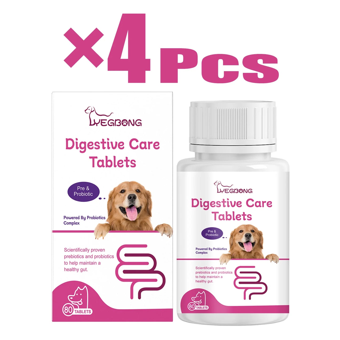 Dog Probiotic Tablets- Multivitamin Nutrition- Stomach Protection- Relieve Indigestion- Loss of Appetite -Pet Health Supports 80-Pet Supplements
