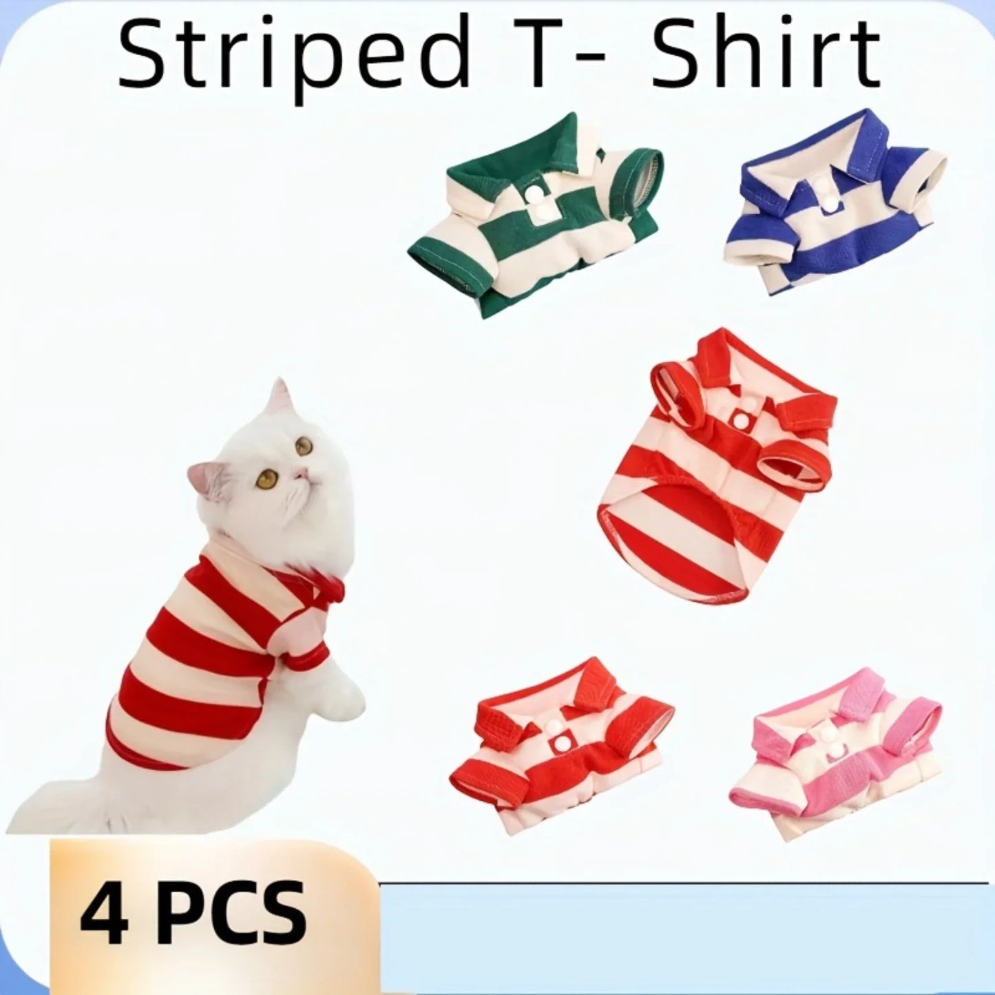 Pet Striped T-Shirts- Lightweight Apparel - Two-legged Design - Teddy, Pomeranian-Small Breeds-sizes XS-XL