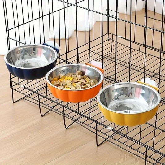 Stainless Steel Pet Bowl: A Suspended Pet Food Bowl That Can Be Moved and Lifted To Feed Food in A Pet Cage