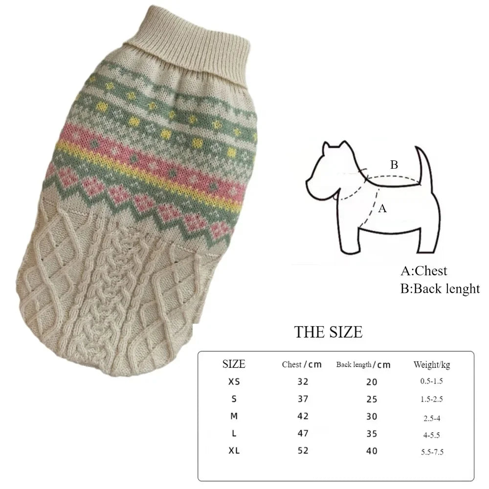 Warm Autumn and Winter Pet Clothes -Small Dog Sweaters -Korean Pink Green Knitted Sweater -Simple Fabric -Soft -Comfortable