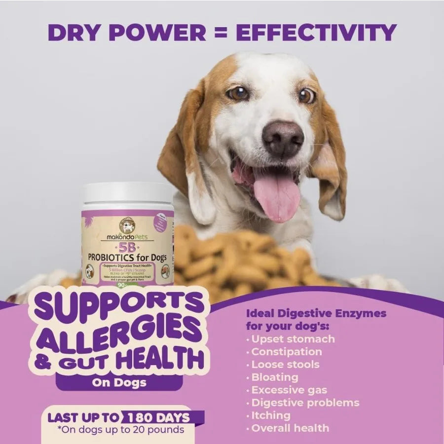 Probiotics for Dogs Puppies Extra Strength 9 Species 5 Billion CFU per Scoop of Dog Probiotics and Digestive Enzymes for Dogs