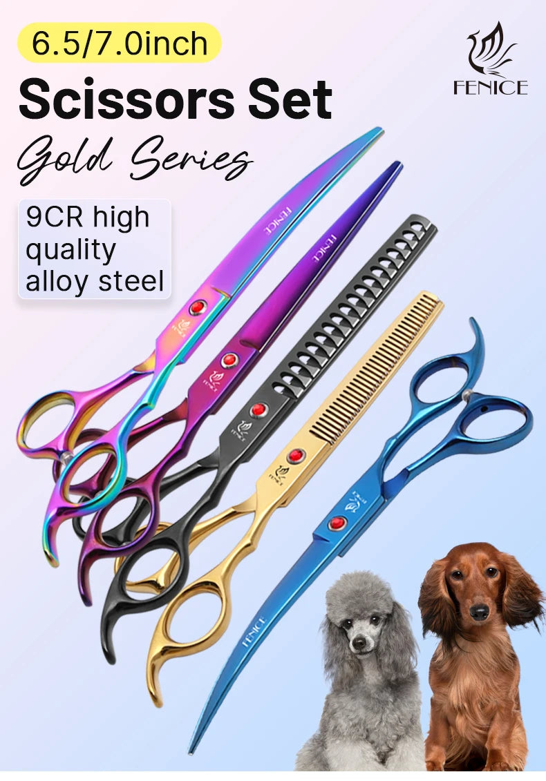 Classical Model home use rainbow & black dog grooming scissors  set for household pet owner