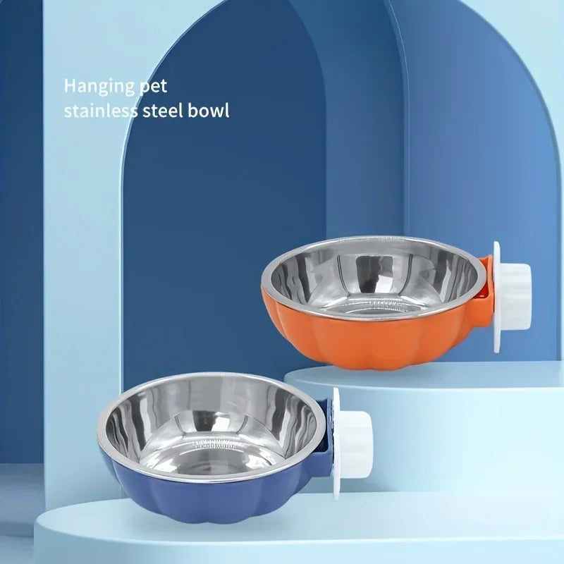 Stainless Steel Pet Bowl: A Suspended Pet Food Bowl That Can Be Moved and Lifted To Feed Food in A Pet Cage
