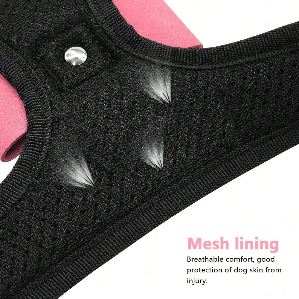 Bling Korean Style Plush Rhinestone Dog Harness- Reflective -Adjustable- Breathable-Sizes S M L-Collars/Leashes