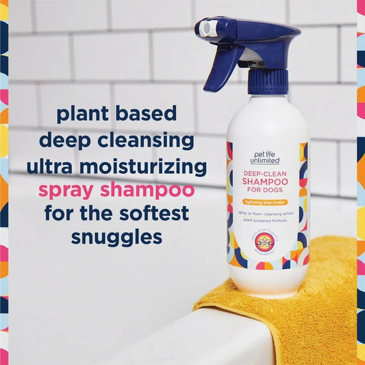 Deep Clean Dog Shampoo Vanilla Ginger Spray 16oz Waterless Pet Bath Two Way Cleaner Foamer Direct Sprayer Moisturizing