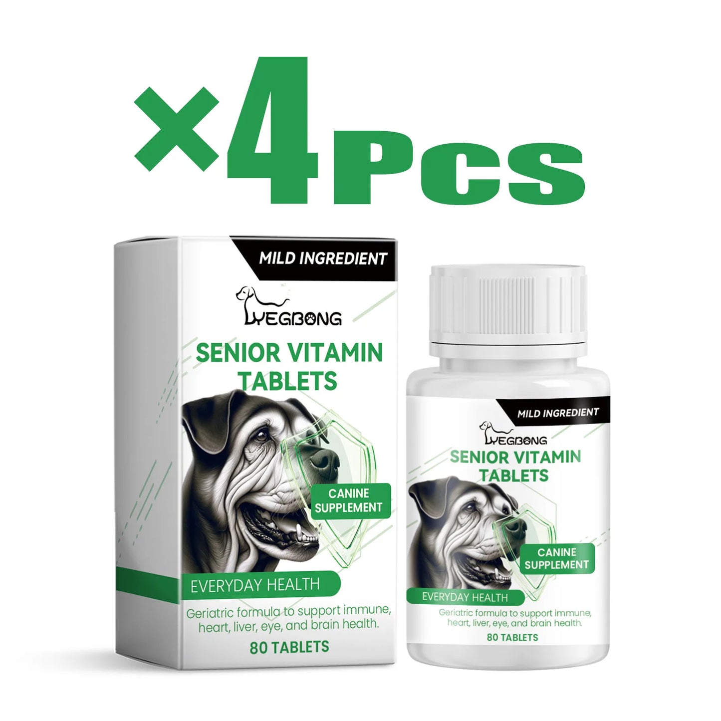 Senior Dog Multivitamin Tablets Nutrition- Promote Pet Metabolism- Boosting Immunity -Keep Healthy Vitamins Supplement- 80 Tablets-Pet  Grooming