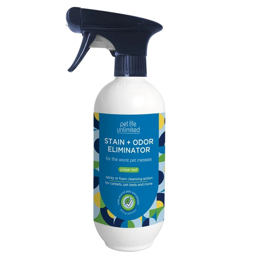 Pet Stain Odor Remover Foaming Cleaner- Juniper Leaf- 16 FL oz -Dual Action Spray- Safe Pets- Effective Stain Removal- Multi-Surface