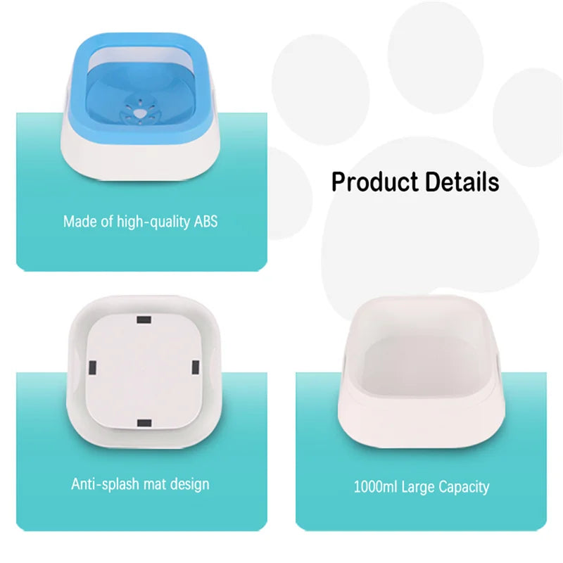 Anti-splash Water Bowl For Dogs- 1L Large Capacity Drinker-Pet Bowl/Feeding