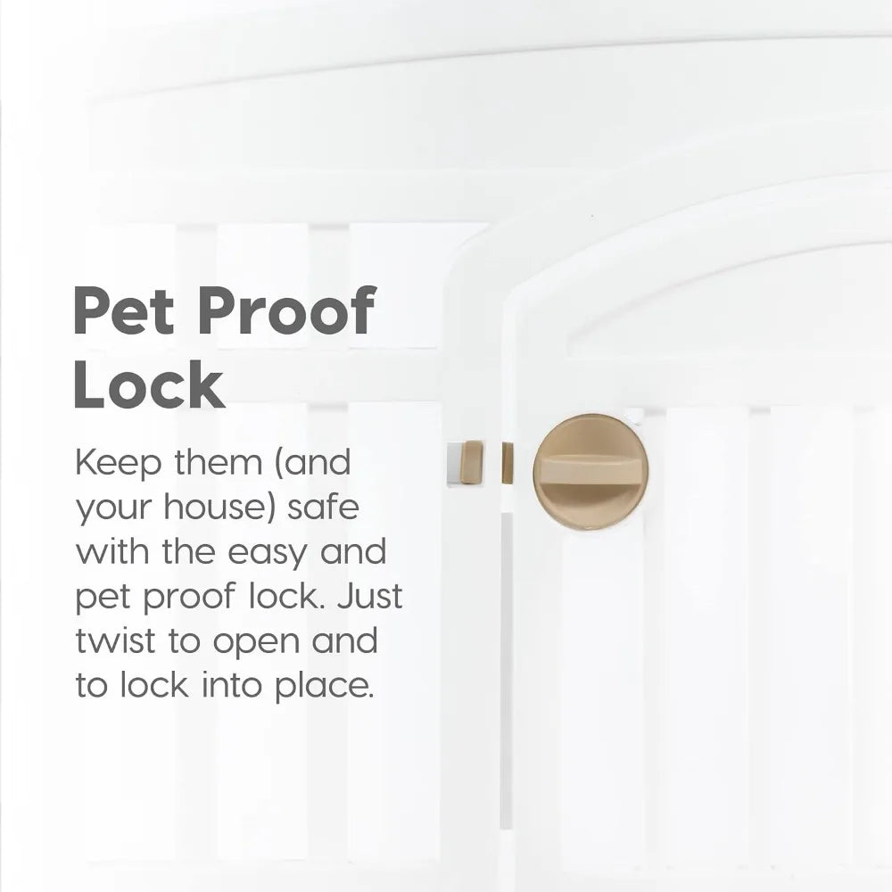 iris usa 24" 4-panel dog playpen with door, 35 x 35 x 24, puppy playpen, dog play pen indoors, pet fence, puppies/small dogs, wh