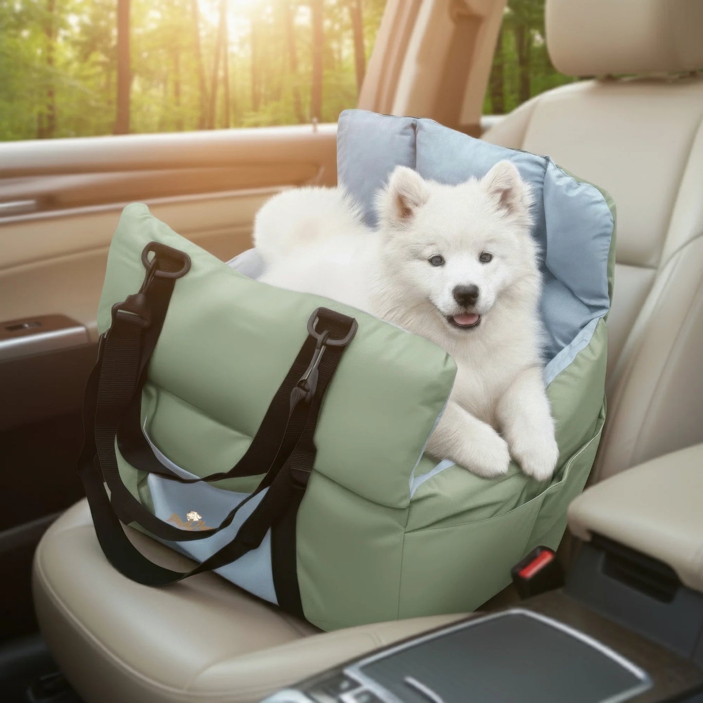 Dog Car Seat -Safe & Cozy Travel Bed/Carrier for Small Dogs, Puppies, Pets up to 22 lbs/10 KG, Clip-On Leash & Storage Pockets