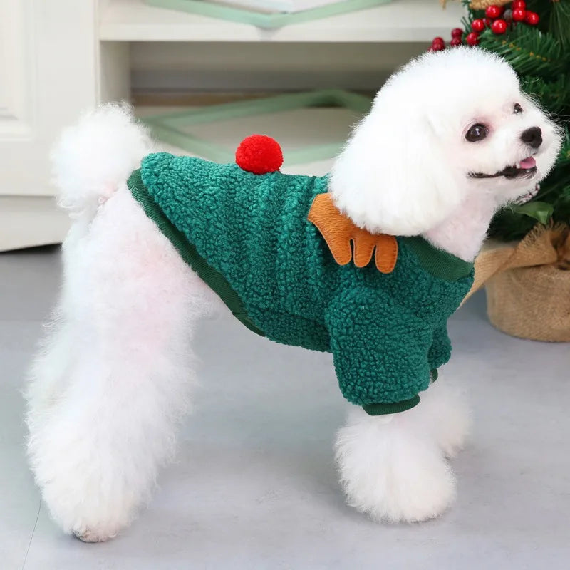 Christmas Pet Clothes- Warm Fleece Dog Sweaters -Winter Coats for Small Dogs Puppy