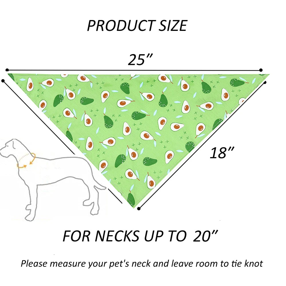 Dog Bandanas- Fruit Floral- Spring Washable-Soft-Scarf Kerchief- Summer- Adjustable for Small Medium Large Dogs-Collars/Leashes