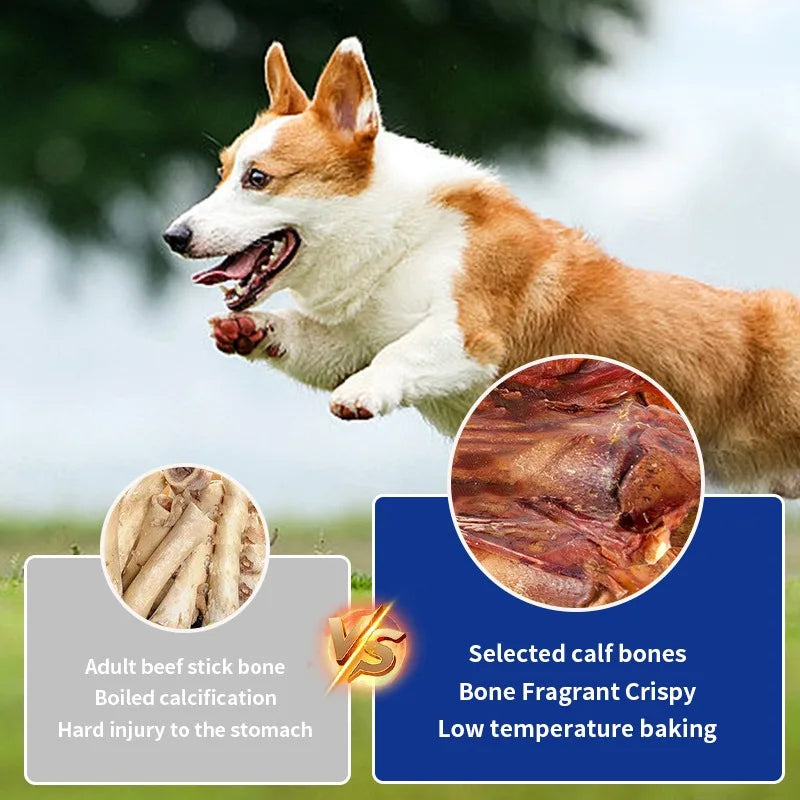 For Small /Medium size Dogs- Crispy Beef Bone Stick- Grinding Teeth and Strengthening -Delicious Nutritious Balanced Meat Flavorful Bone