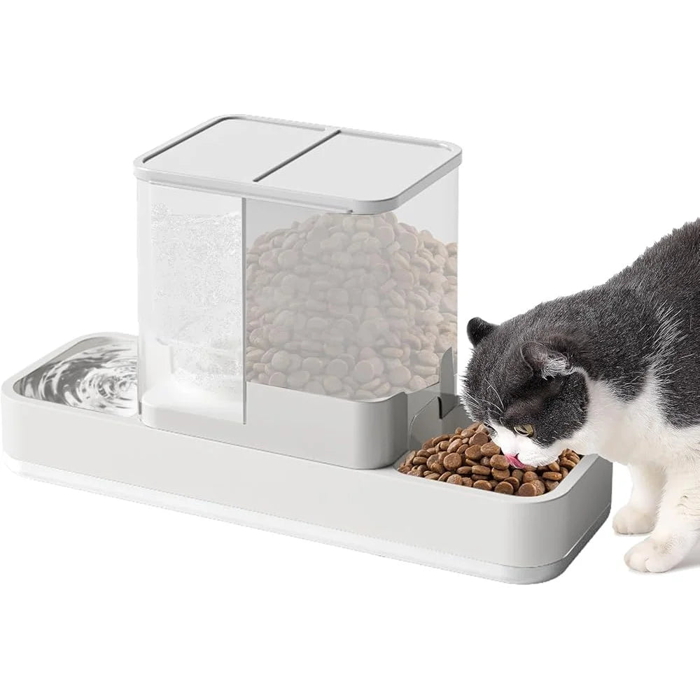 Automatic Small Pet Feeder/ Water Dispenser- 2 in 1 Gravity Bowl Set For Pets- Easy Clean Non Electric