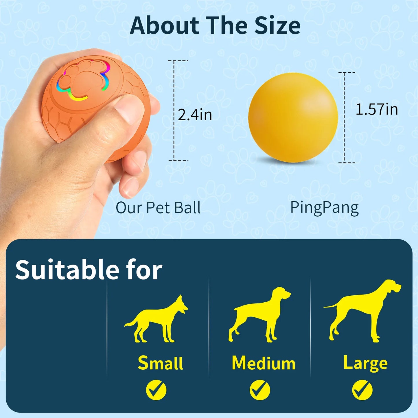 Smart Dog Ball Toy- Electronic Interactive Toy-USB Automatic Bouncing Rolling Toy Ball With RGB Lights-Dog Toys