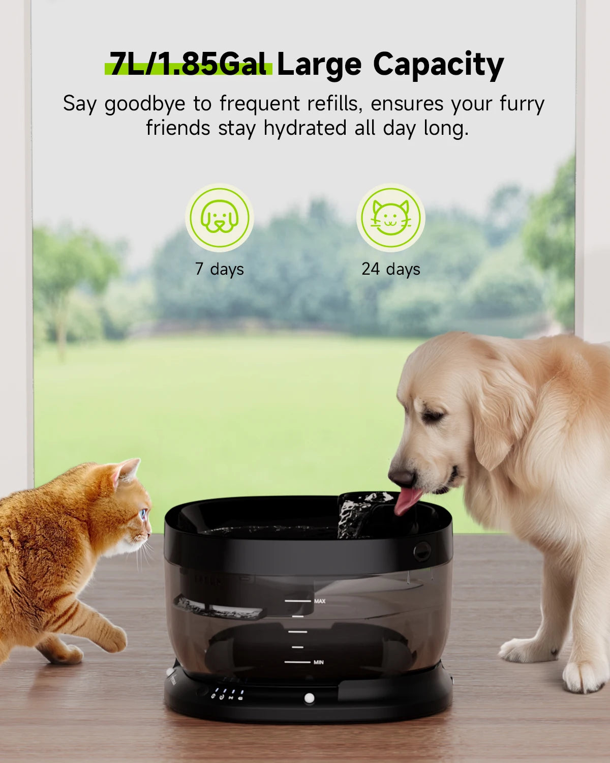 APETDOLA 7L Wireless Dog Water Fountain- Auto Sensor Drinking Fountain Despenser For Pet