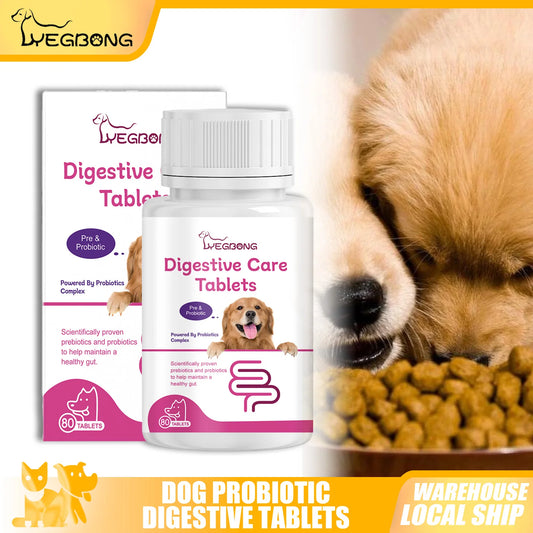 Dog Probiotic Tablets- Multivitamin Nutrition- Stomach Protection- Relieve Indigestion- Loss of Appetite -Pet Health Supports 80-Pet Supplements