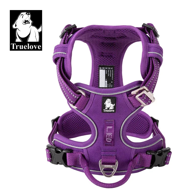 Truelove Pet Reflective Nylon Dog Harness- No Pull Adjustable- Size XS-XL- Naughty Dog Vest-Collars/Leashes