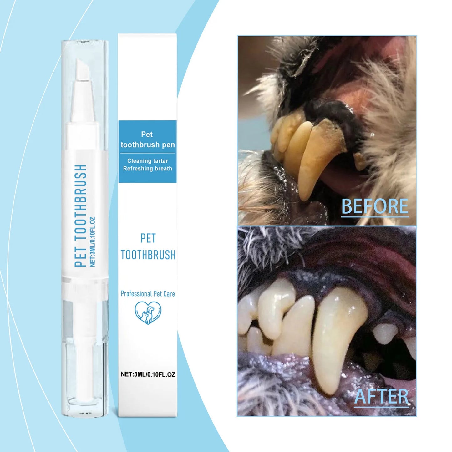 Pet Toothbrush Pen -Teeth Cleaning Tool- Fresh Breath Toothpaste- All-in-One Teeth Cleaning for Dogs-Pet Grooming