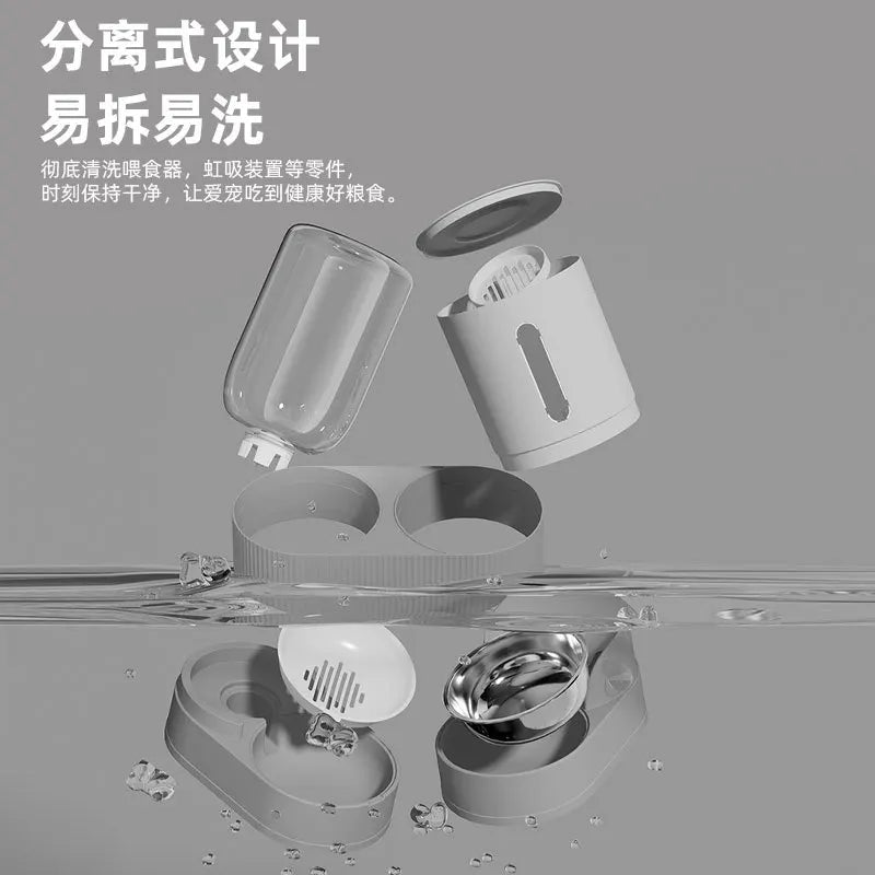 Beautiful Pet Integrated Automatic Water Food/Water Drinker- Large Capacity- Dry/Wet Separation-Pet Bowls/Feeding