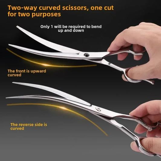 Pet Curved Grooming Scissors- Dog Hair Tool Set-Professional Trimming Scissors-Pet Grooming