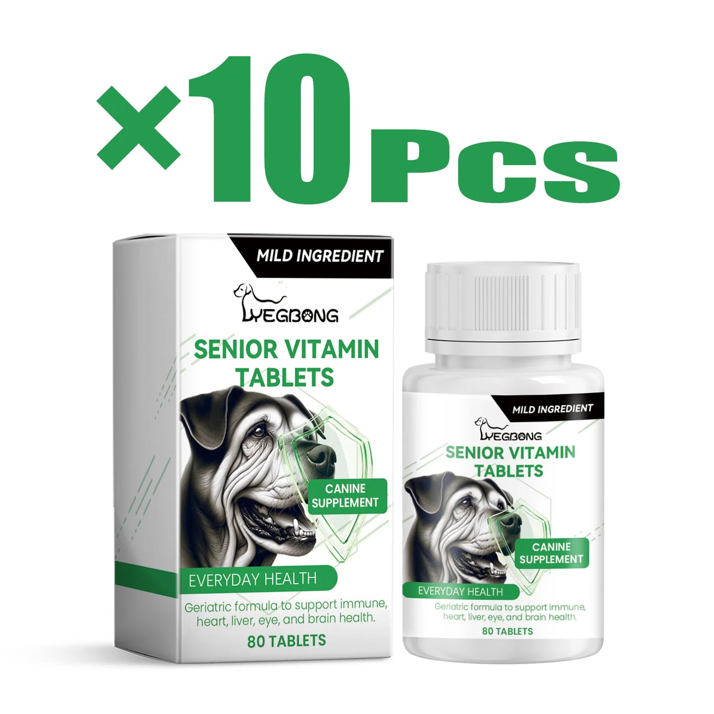 Senior Dog Multivitamin Tablets Nutrition- Promote Pet Metabolism- Boosting Immunity -Keep Healthy Vitamins Supplement- 80 Tablets-Pet  Grooming