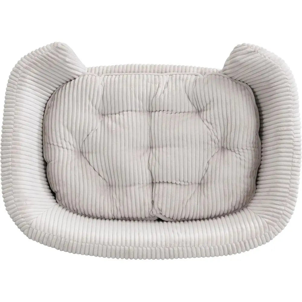 Beautiful Elevated Orthopedic Sofa Bed for Small Dogs-Foam Cushioned Dog Couch with Wooden Legs- Modern-Light Beige-Small Breeds-Beds & Blankets
