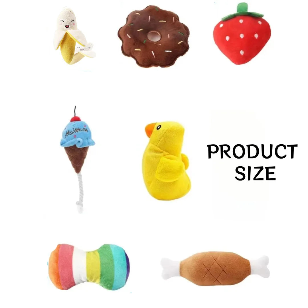 7pcs Set of Puppy Sound Toys-Plush- Chew Fruit Snacks/Vegetable Puppy Toys-Dog Toys