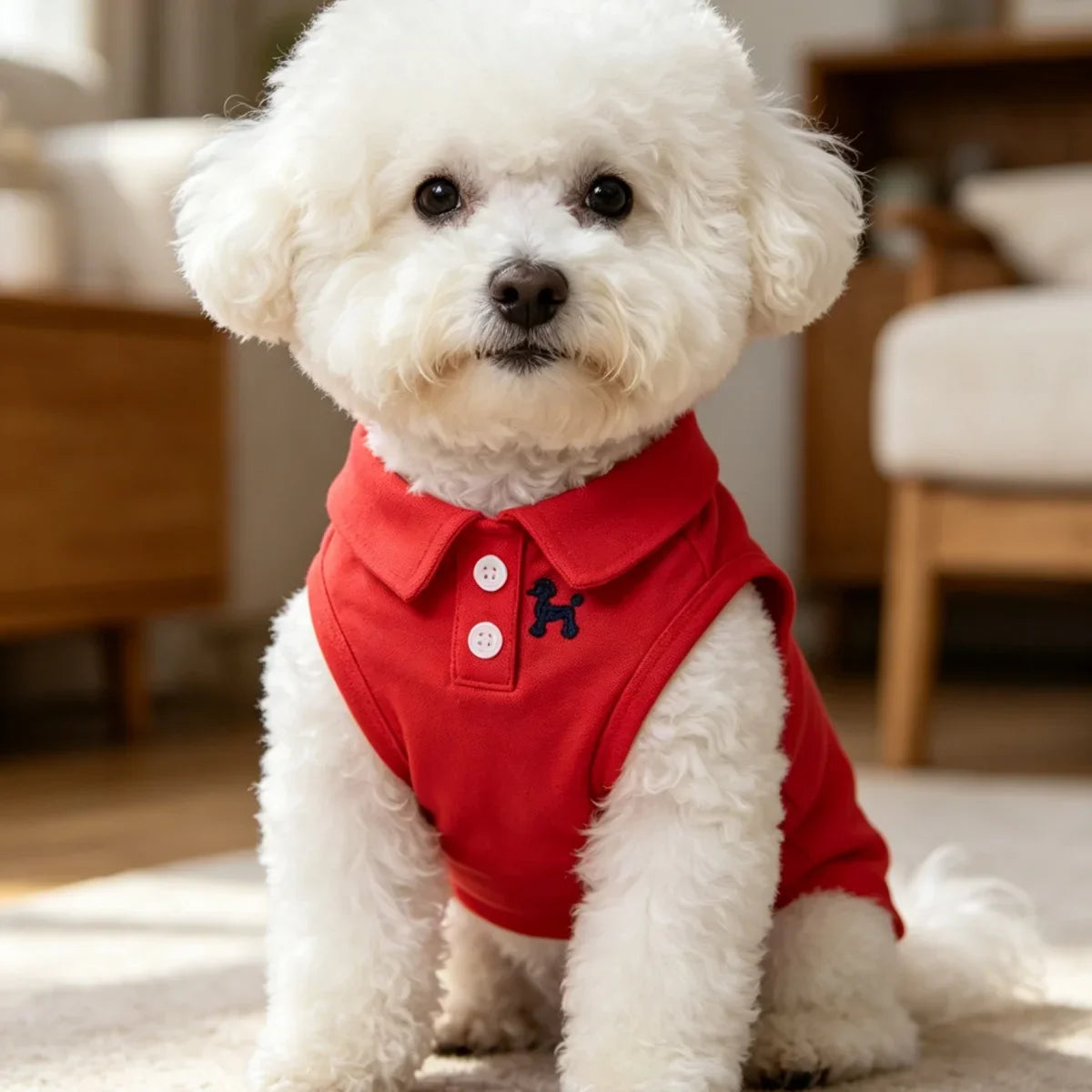 Solid Red Polo Shirts- Puppy Thin Breathable T-shirt- Vest Bipod-Skin Friendly-Delicate-Sizes XS-2XL-Costume/Apparel