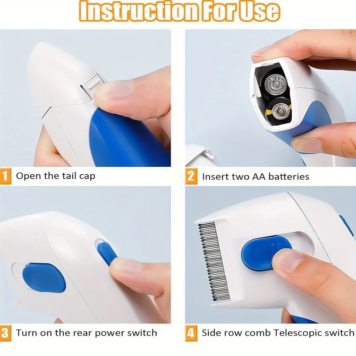 1pcs Cat & Dog electric Flea Comb, removes loose Hair fleas, and eggs electronic Remover, suitable For Cats, Dogs