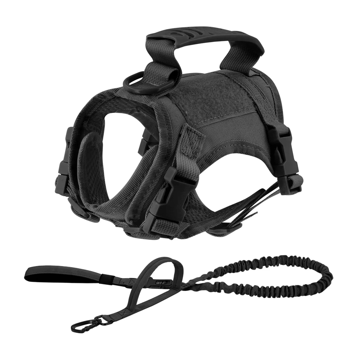 Tactical Puppy Harness Leash Set- For Small Dogs- Adjustable- Harnesses Vest For Training-Military-Collars/Leashes