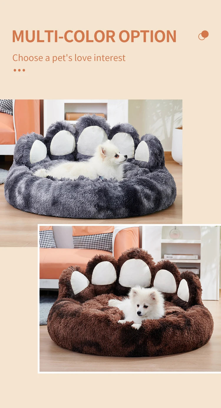 Cozy Comfy Pet Dog Bed- Paw Shape Warm Dog Bed- Fluffy Dog Bed- Deep Sleeping Warm Thickened