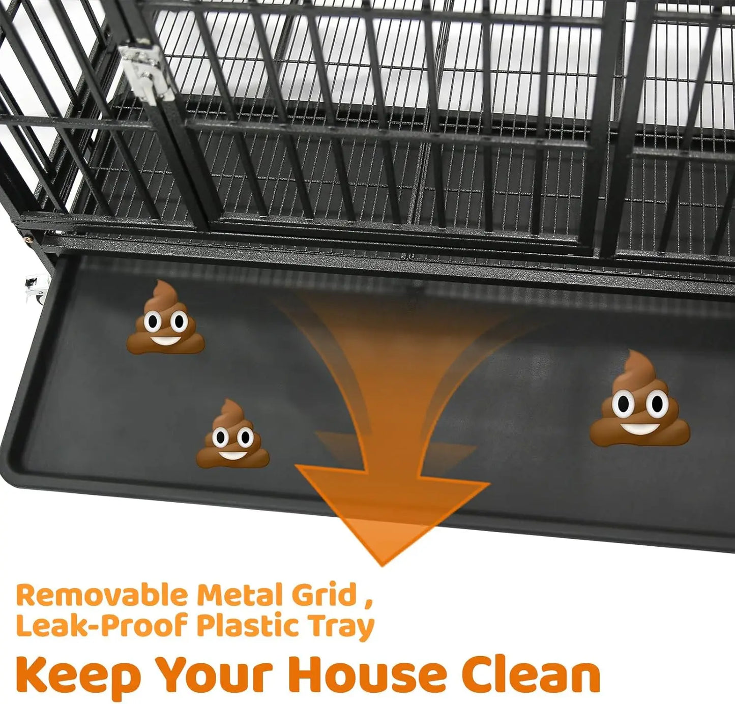 37 inch Stackable Heavy Duty Dog Crate-Indestructible- Escape Proof- Dogs Cage Kennel with Lockable Wheels