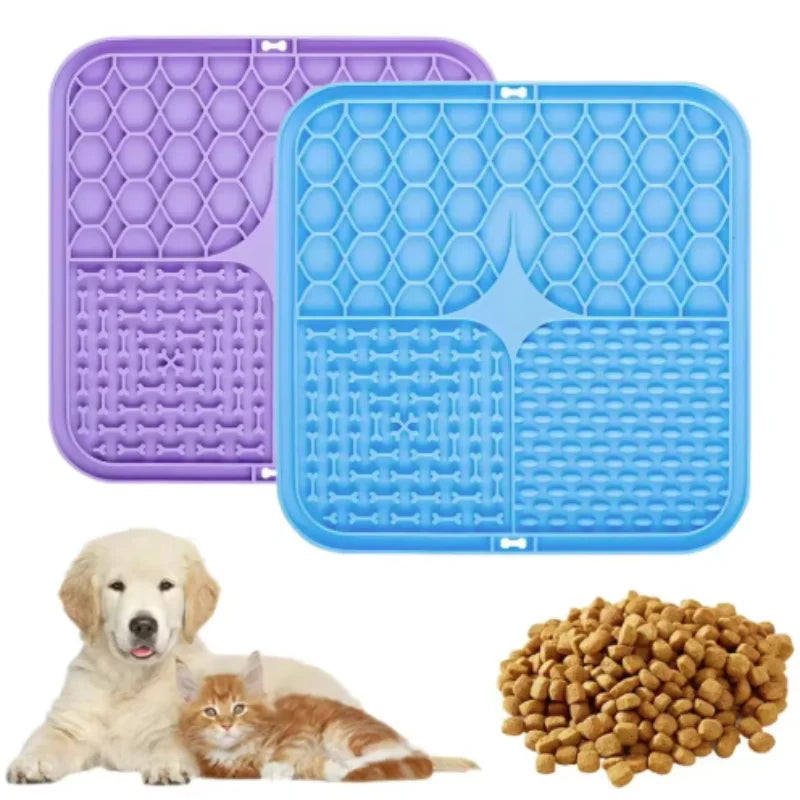Pet Lick Silicone Mat- Dogs Slow Food Plate -Silicone Dog Sucker Food Training- Pet Bowls/Feeding