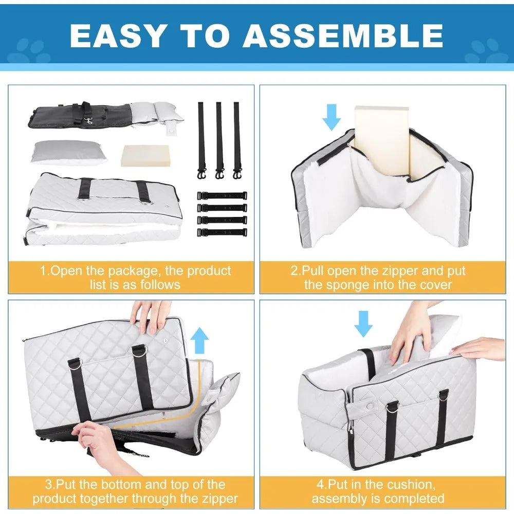 Center Console Dog Car Seat for Small Dogs Up to 12lbs- Portable Dogs Armrest Booster Seat