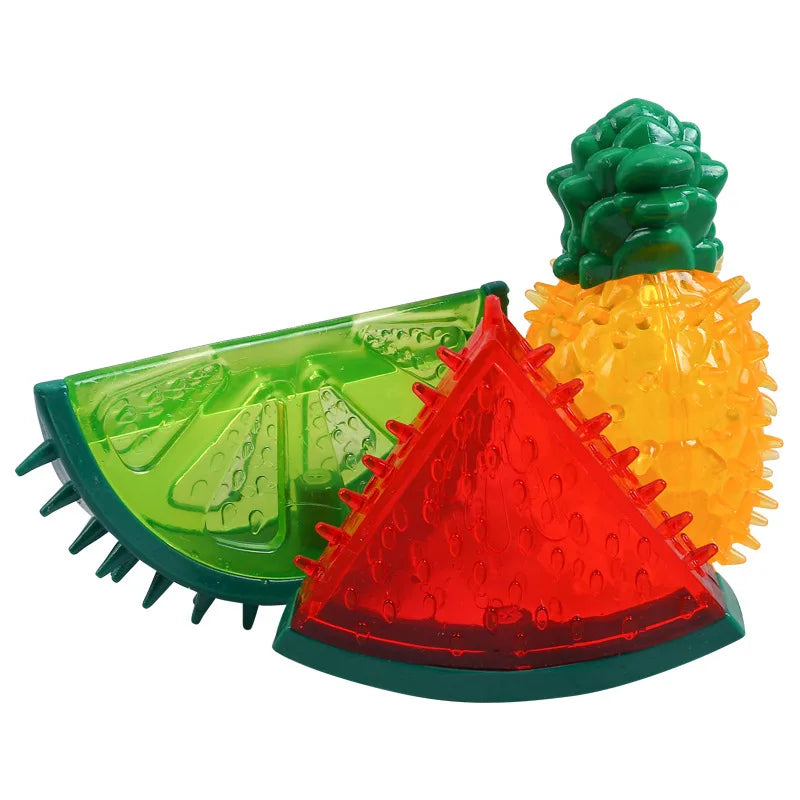 Pet Cooling Chew Toy- Reusable-Teething Summer Cooling Watermelon Pineapple Lemon -Durable Ice Frozen Fruit Shape Toys-Dog Toys