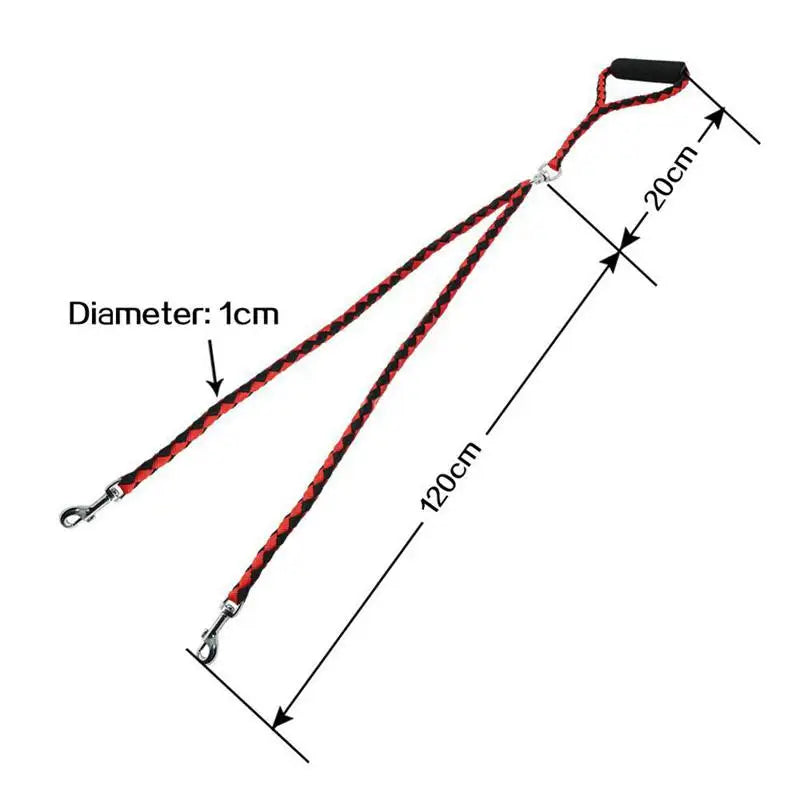 1.4m Pet Double Leash -2 Way Couplers Dog Rope Leash-Elastic Extended  Leash Belt- Outdoor Training for Two Dogs Leashes-Collar/Leashes