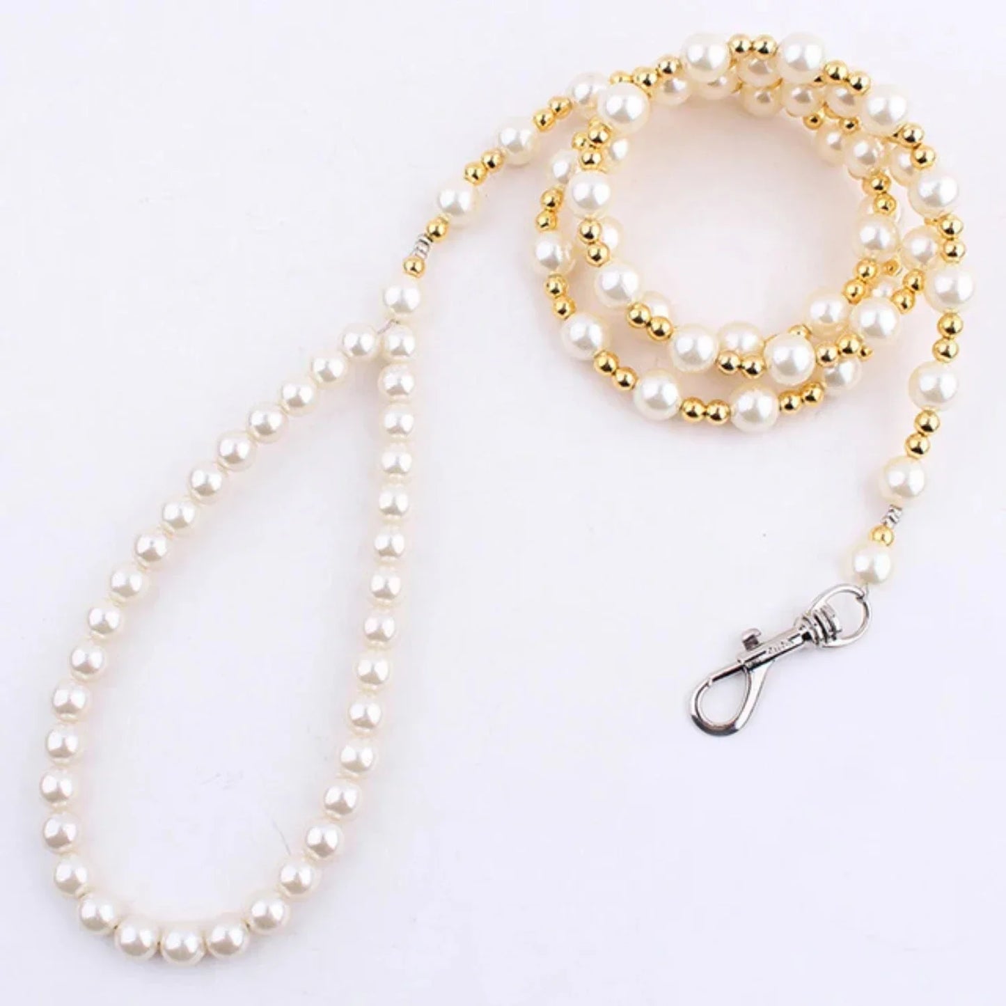Luxury Elegant Pearls Beads Dog Harness Leash - 8-Wire Rope Chain - Small Dogs