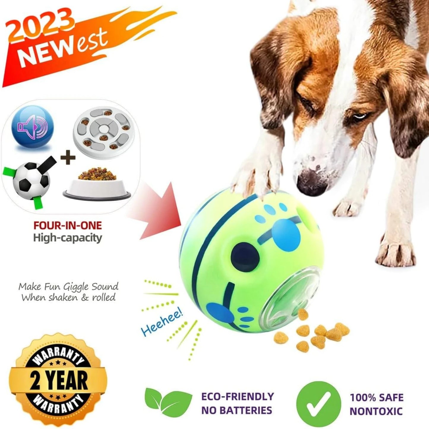 Durable, Interactive, and Fun 2-Pack Giggle Treat Balls for Small to Medium Breed Dogs - Entertaining Puppy Chew