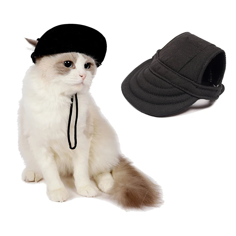 Dog Sunscreen Baseball Cap- Outdoor Sports Hat With Ear Holes- Adjustable- For Small Medium Dogs Cats Caps