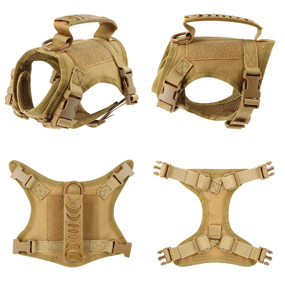 Tactical Puppy Harness Leash Set- For Small Dogs- Adjustable- Harnesses Vest For Training-Military-Collars/Leashes