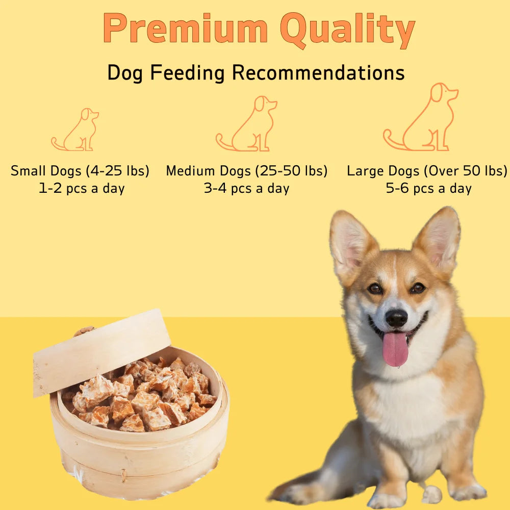 10.58oz/300g Snowflake Beef/Chicken Cubes/Slices, Chicken Salmon/Pumpkin Slices, All Natural Ingredients, Natural Dog Treats-Pet Bowls/Feeding