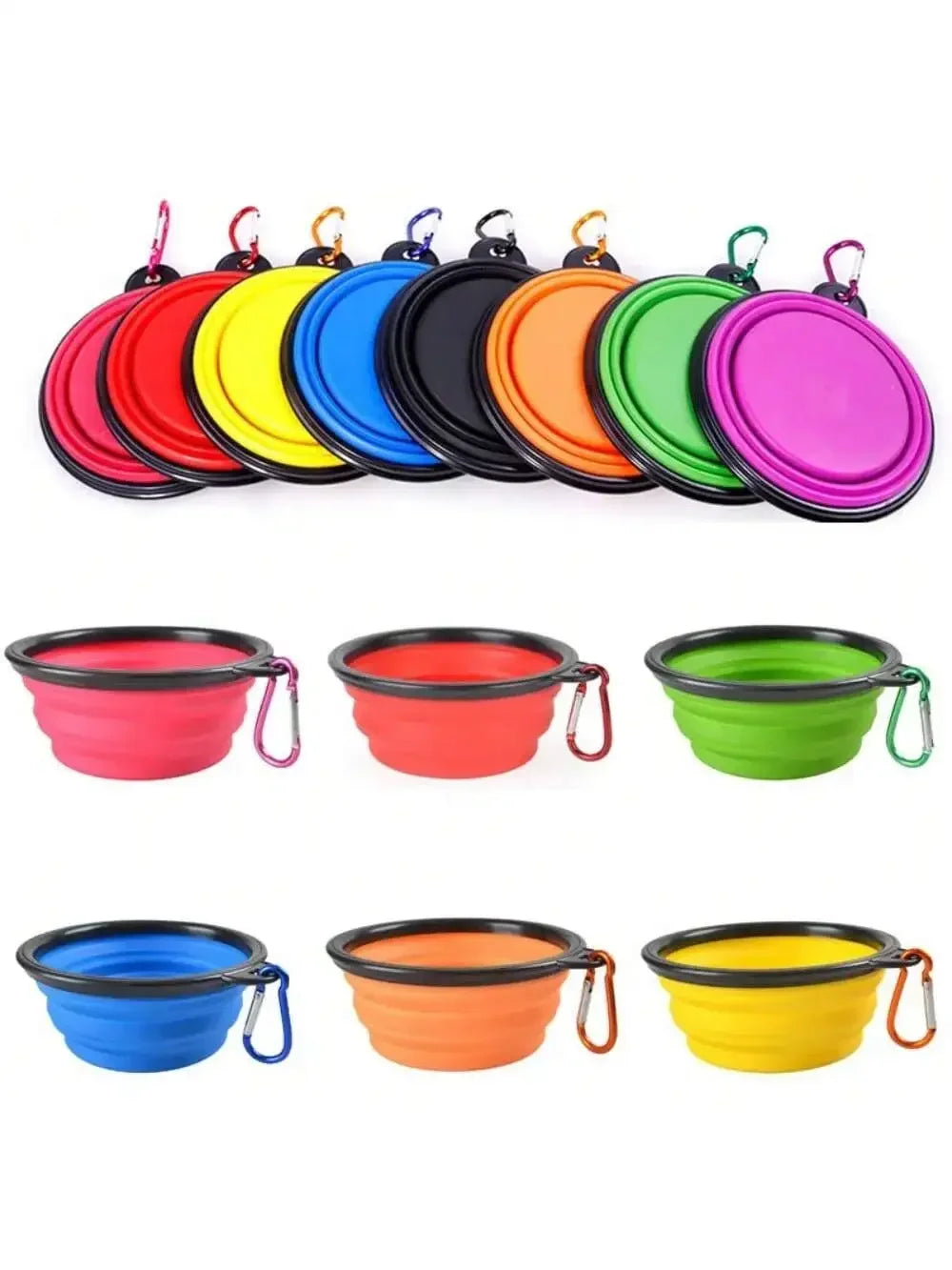Folding Portable Silicone Dog Feeder Bowls- 2 In 1 Dispenser- Outdoor Travel- Food/Water Container-Pet Bowls/Feeding