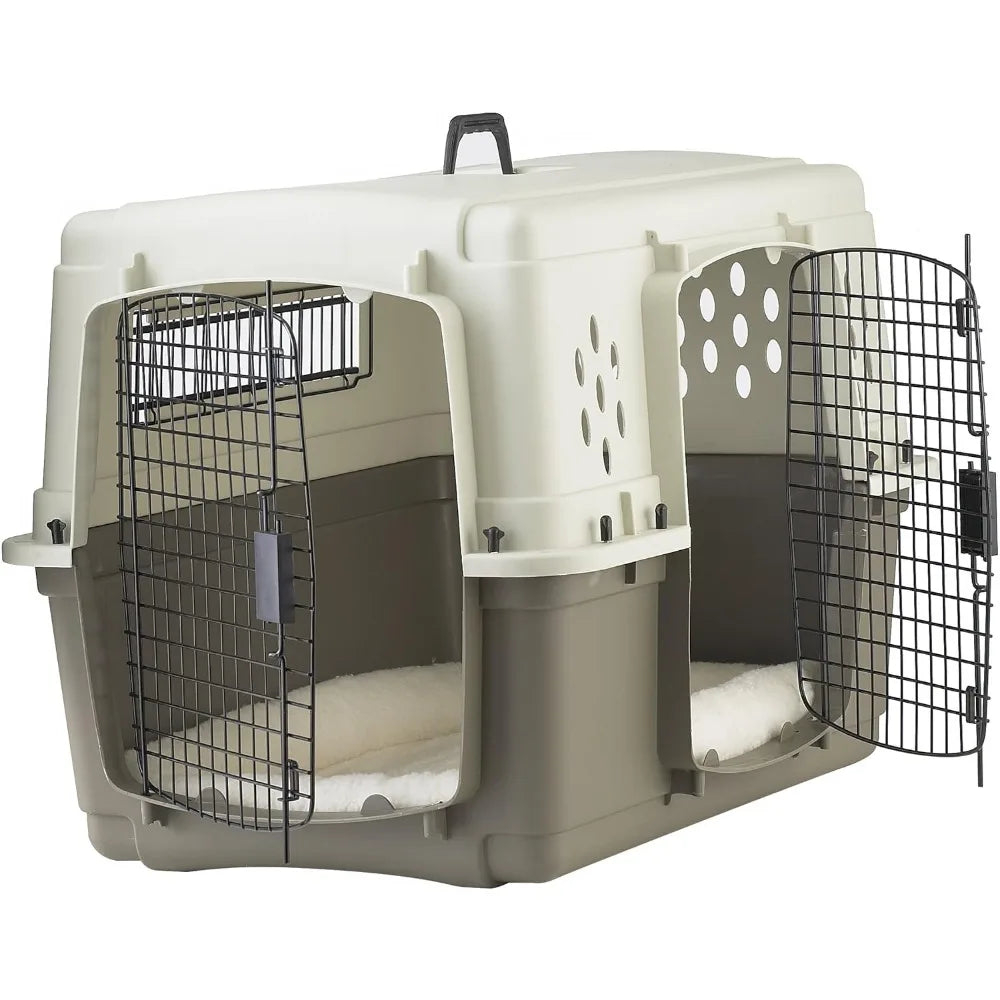 Two Door Dog Crate - Designed for Air Transport - Side Door Dog Kennel - Easy to Clean Pet Crate