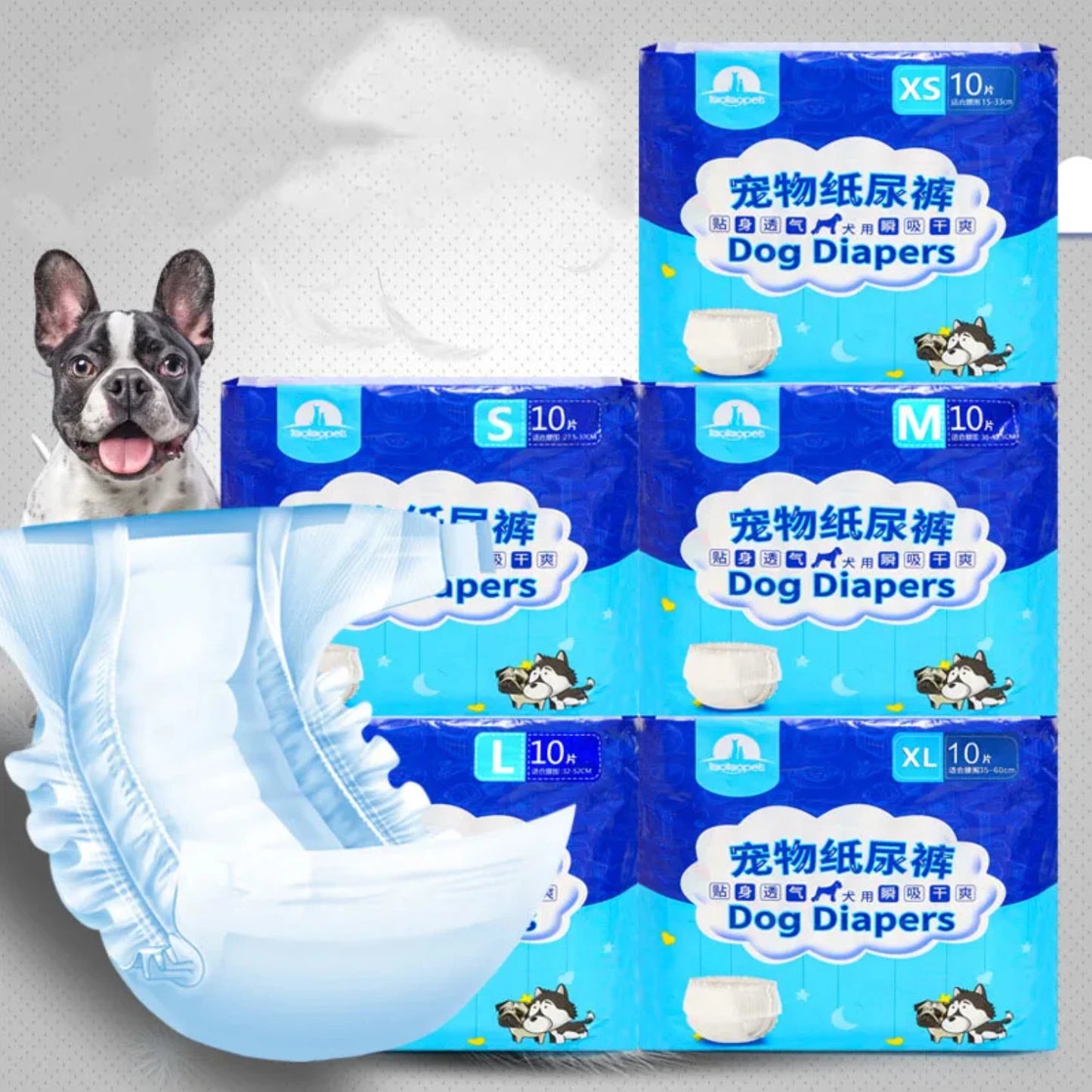 10PCS Disposable Dog Diapers-Super Absorption- Leakproof Pants- Breathable-Sizes XS-XL-Pet Grooming