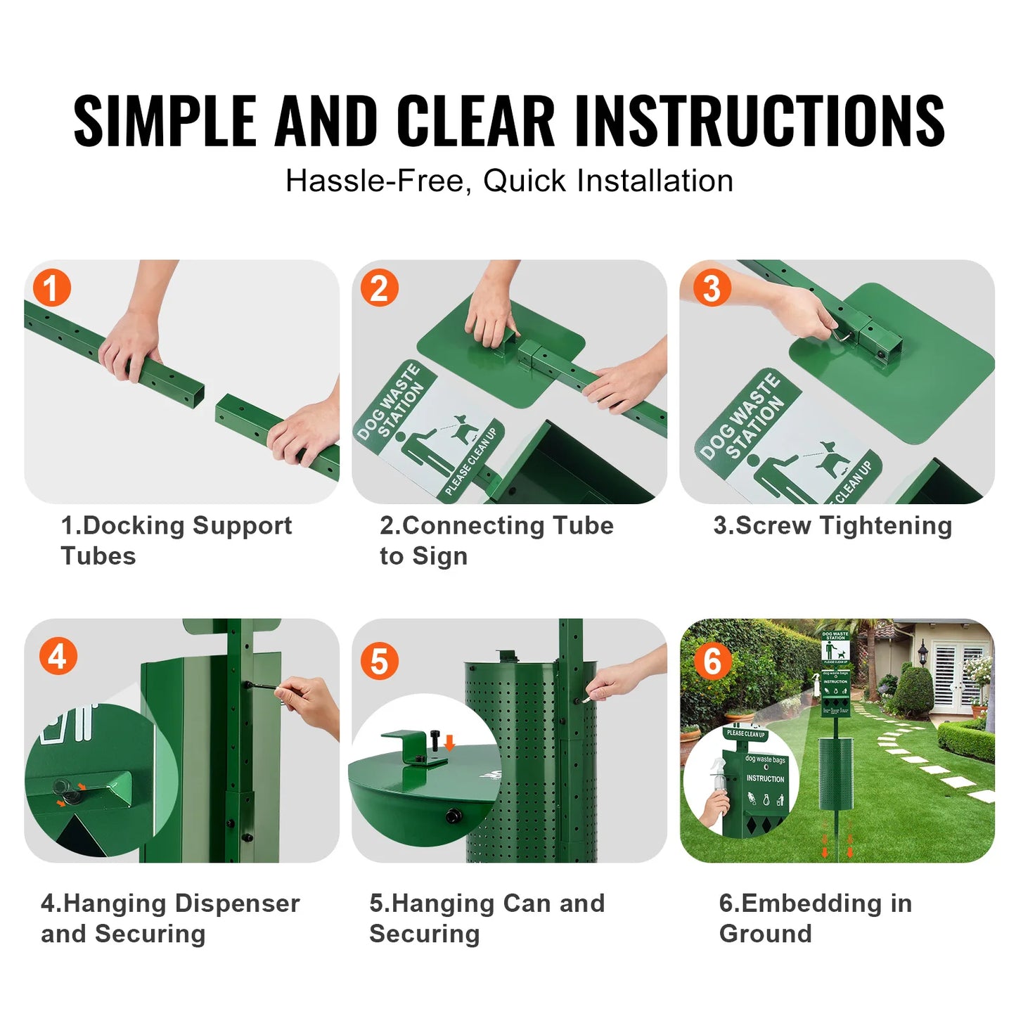 SucceBuy Dog Waste Station with Hand Wash Bottle Commercial Dog Poop Station- Bag Dispenser- Dog Waste Disposal System for Outdoor-Pet Accessories