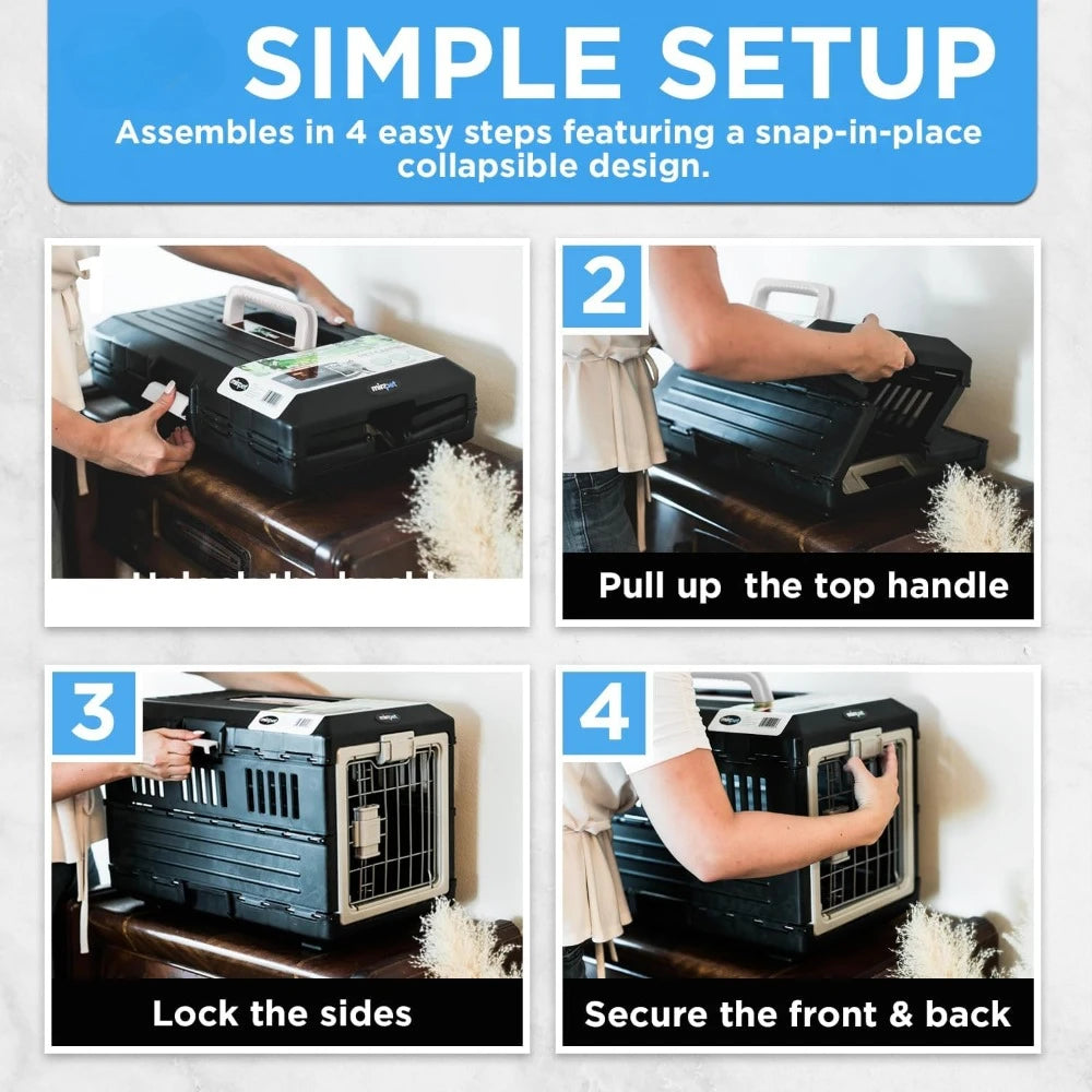 Crate-Premium Collapsible Design for Medium Dogs-Portable Kennel- Indoor/Outdoor- Use-360 Degree Ventilation