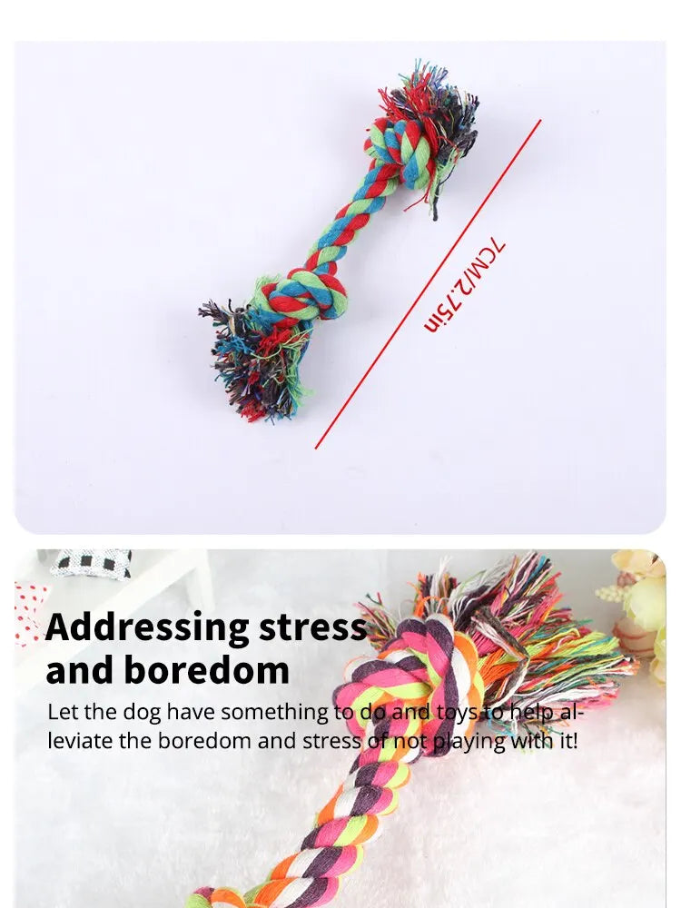 Molar Bite-Resistant Dog Toy- Cotton Rope Knot for Small Dog -Cleaning Teeth- Pet Chew-Dog Toys