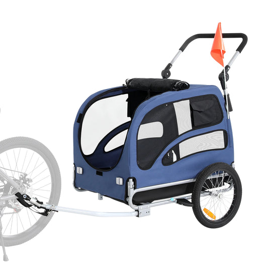 SucceBuy 100 lbs Dog Bike Trailer 2-in-1 Pet Stroller Cart Bicycle Carrier with Wheels Coupler Reflectors Flag for Dogs Travel