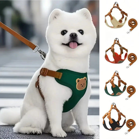 Pet Dog Harness/ Leash Set- Small/ Medium Dogs- Vest- Breathable -Chest Strap-sizes XS-XL-Collars/Leashes